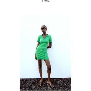 Zara ribbed polo dress- green size M